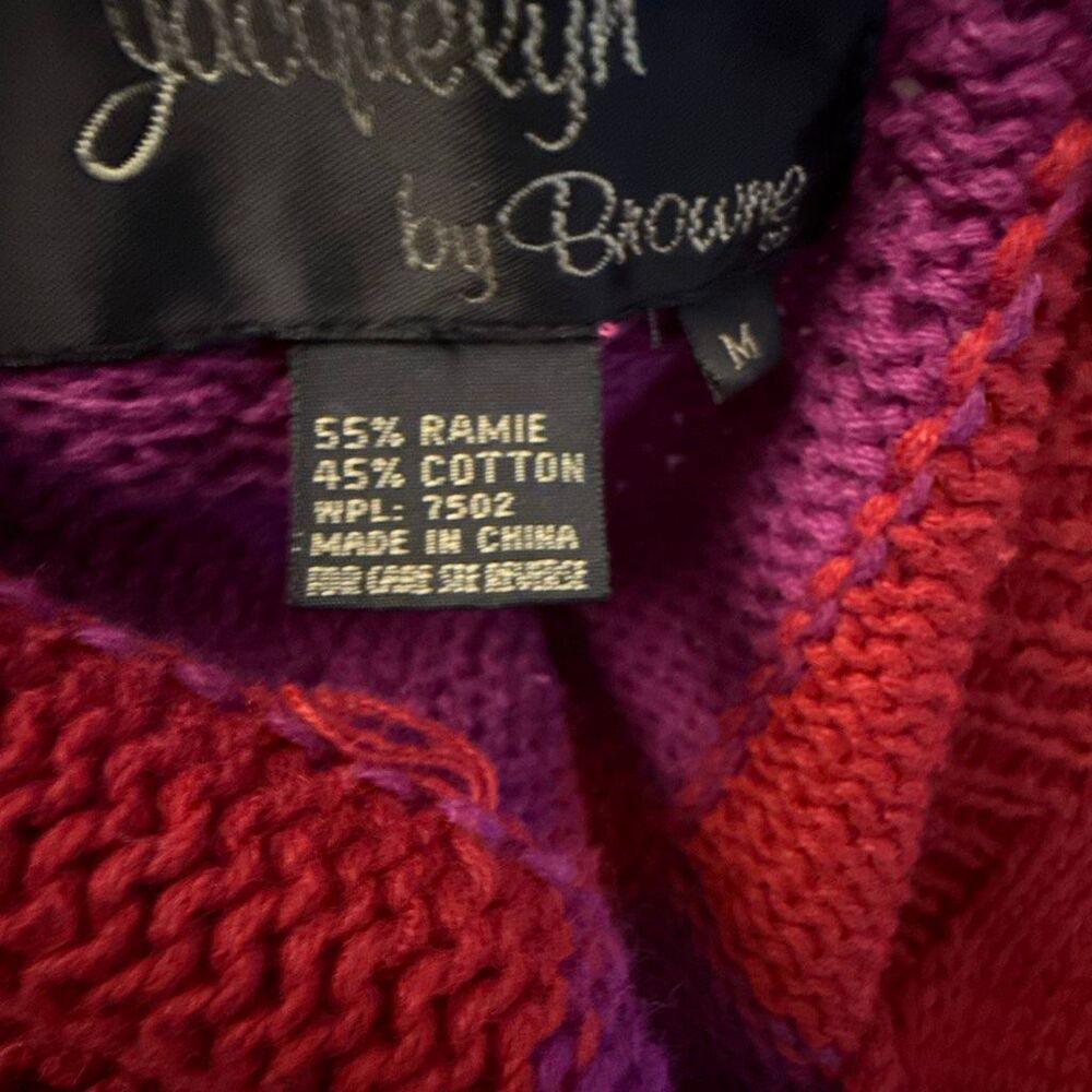 Vintage Jacquelyn by Browne Colorblock Floral Knit Cardigan Sweater | 80s 90s Bo - Picture 13 of 14